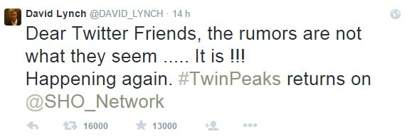 David Lynch Tweet