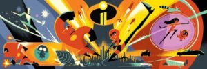 Un artwork ufficiale di "The Incredibles 2" presentato al D23 Expo 2017