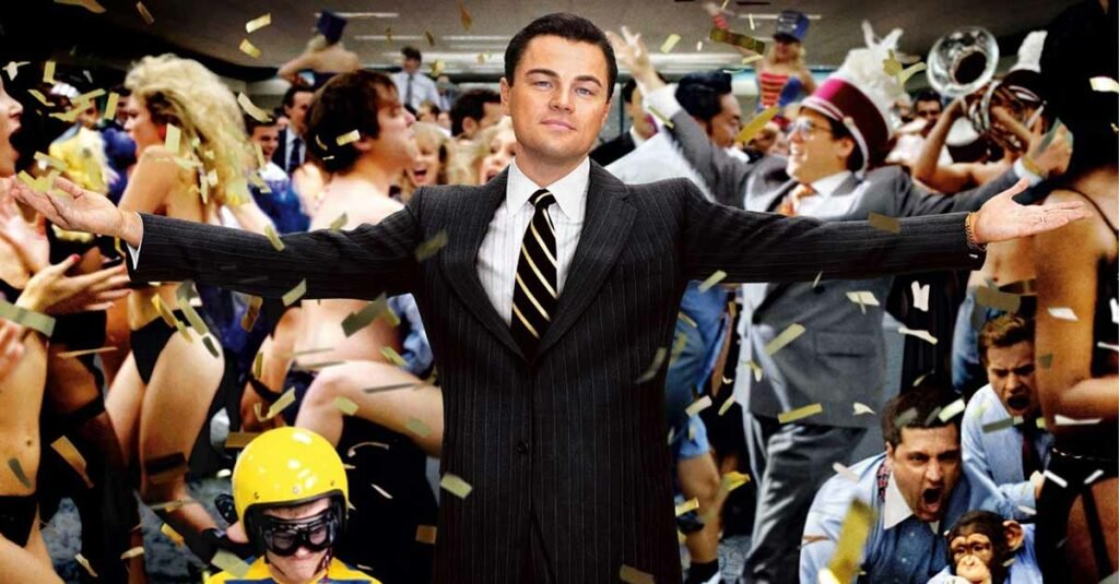 dicaprio wolf of wall street party ufficio caos